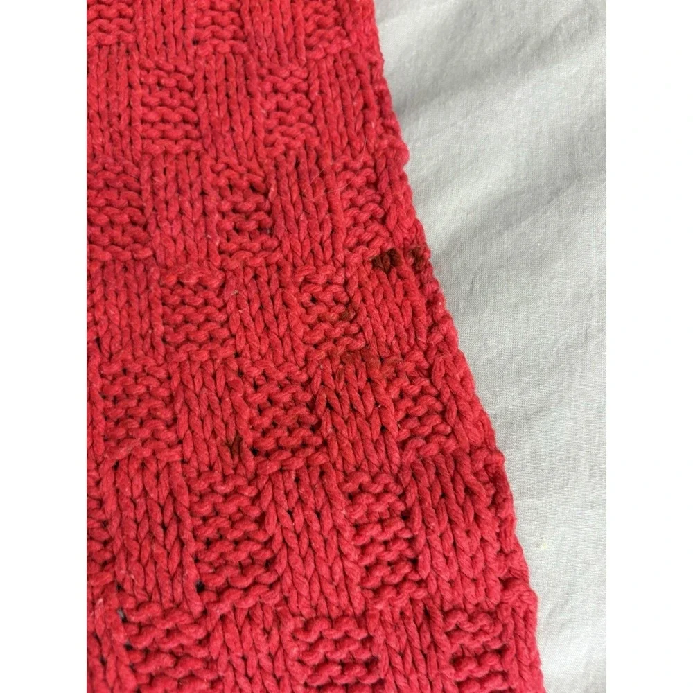 Handmade Vintage Crochet Blanket Red And White Afghan Throw‎ 43
